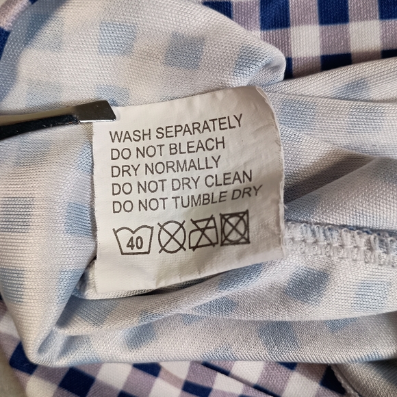 Collars & Co Dress Collar Gingham Mens XL Blue Stretch Golf Performance Polo - Picture 7 of 7